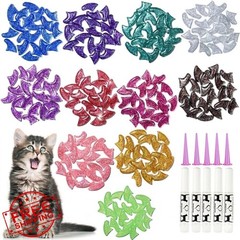 MiiOUU 100 pcs Cat Nail Caps | Cat Claw Covers with Adhesives and Applicators…