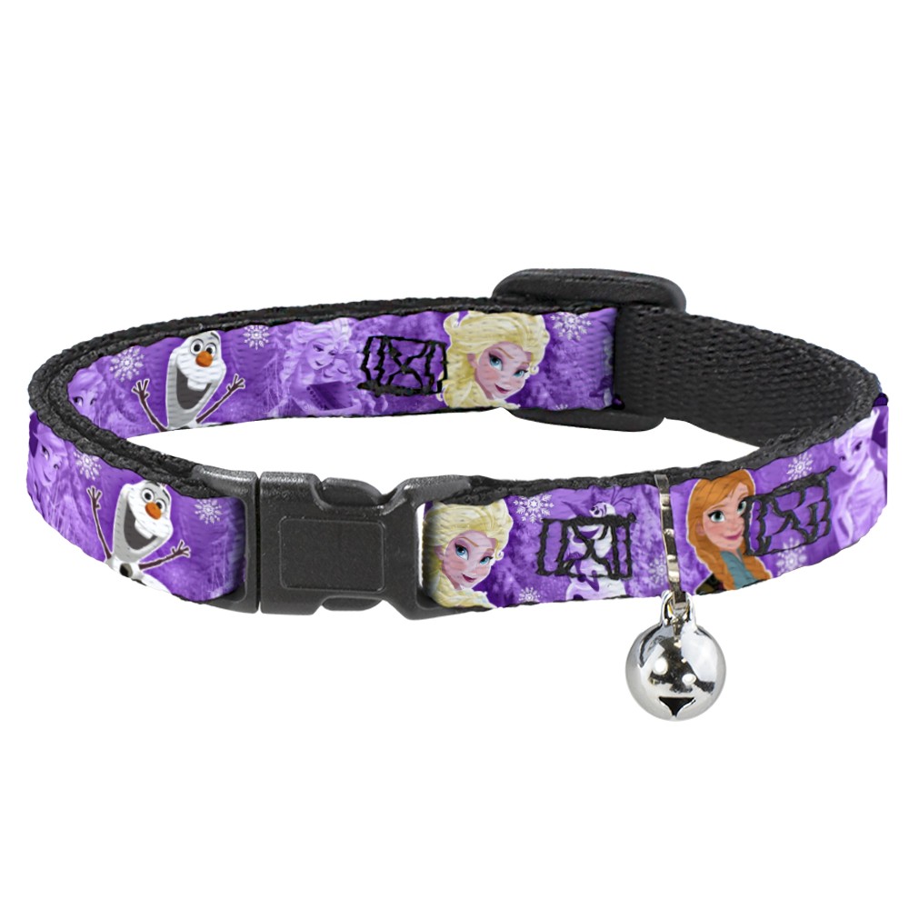 Cat Collar Breakaway with Bell Frozen Anna/Elsa/Olaf Poses/Scenes Purples NARROW