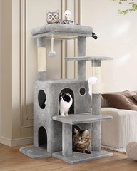 50-Inch Cat Tree Tower for Large Cats with Steps, Scratching Post & Caves