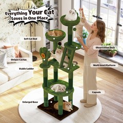 72″Cactus Cat Tree Tall Cat Tower Multi-Level Cat Activity Center for Cats
