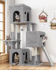 Globlazer Cat Tower for Multiple Indoor Cats, 52 inch Heavy Duty Cat Tree wit…