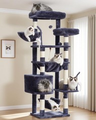 Cat Tree, Cat Tower for Large Cats with 2 Big Platforms, 2 Baskets, condo and…