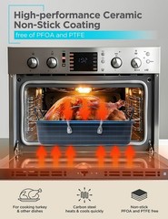 BLACK+DECKER Large Turkey Roasting Pan with Rack, 0.8mm Carbon Steel Baking Pan