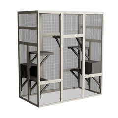 Large Outdoor Catio Wooden Cat House Enclosure with 5 Platform & 2 Resting Boxes