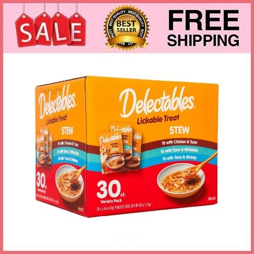 Hartz Delectables Stew Lickable Wet Cat Treats Variety Pack, 30 Count