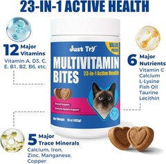 Just Try 23 in 1 Taurine for Cats Vitamins Treats with L-Lysine for Immune, Join
