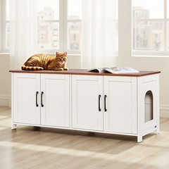 Contemporary Cat Litter Box Cabinet 47.2in Two Entry Points