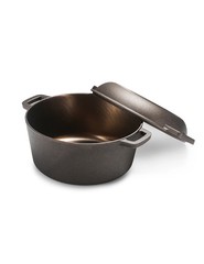 BLACK+DECKER 5-Quart Cast Iron Dutch Oven with 10.25-Inch Skillet Lid, Pre-Seaso
