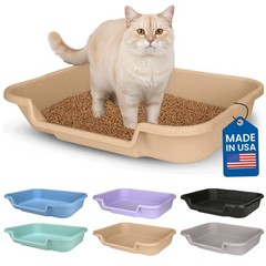 KittyGoHere Senior Cat Litter Box 1 Pack, Large Beach Sand Low Entrance Kitty…