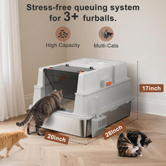Extra Large Enclosed Stainless Steel Cat Litter Box with Lid – XXXL Giant Metal