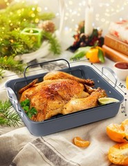 BLACK+DECKER Large Turkey Roasting Pan with Rack, 0.8mm Carbon Steel Baking Pan
