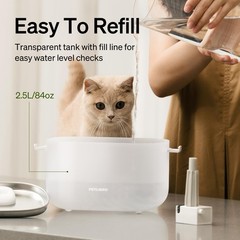 PETLIBRO Cat Water Fountain Stainless Steel Tray, 2.5L Fountain, White