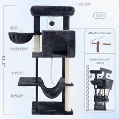 Durable Cat Tree Tower W/ Hanging Basket Sisal Rope & Cozy Condo Indoor Cats New