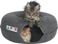 Peekaboo Cat Cave Donut for Multiple & Large Cats up to 30-45 Lbs, 3-In-1 Self W