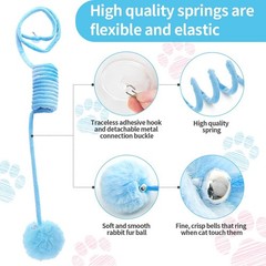 Hanging Plush Cat Toy Ball Interactive Bell Spring Upgrade 80 Inch Blue Pink