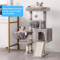 Hey-Brother Cat Tree, Cat Tower for Indoor Cats, Cat House with Large Padded Bed