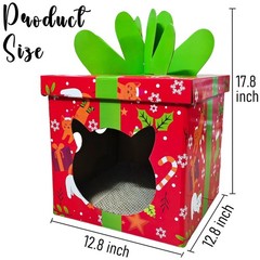 Cardboard Christmas Cat House, Cat Scratcher House with Reversible Scratching…