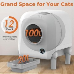 ZEACOTIO SELF CLEANING CAT LITTER BOX 120L X-LARGER AUTOMATIC CAT LITTER BOX