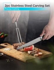 BLACK+DECKER 2-Piece Stainless Steel Carving Knife Set, 8” Carving Knife & 7” Fo