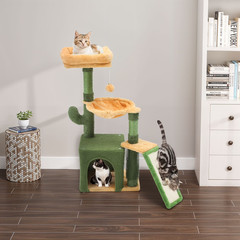 Cactus Small Cat Tree Tower Sisal Scratching Post with Perch Condo 37