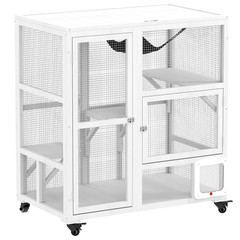 Cat House Indoor Cat Enclosure on Wheels with Openable Top, 39″L