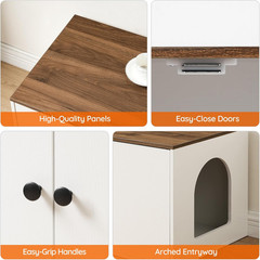 Cat Litter Box Enclosure, Hidden Litter Box Furniture with Side Entry, Litter Bo