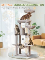 Taoqimiao MS042W Cat Tree,66-inch Large Cat Tower with Scratching Posts, Luxu…