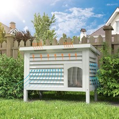 Outdoor Cat House Solid Wood Feral Cat Shelter with Ventilated Waterproof Roof