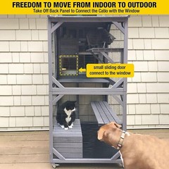 70.9″ Aivituvin Cat House Outdoor Catio Cat Enclosures on Wheels Kitty House