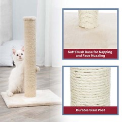 Parla Sisal 24.5″ Cat Scratching Post with Plush Base, Gray