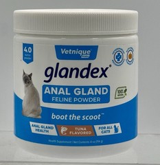 Vetnique Glandex Anal Gland Feline Powder Suppl Tuna Flavored 4oz Cats Exp 06/27