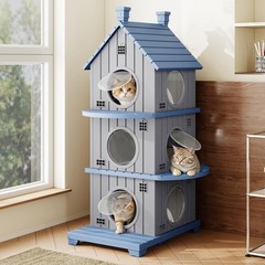 Outdoor Cat House Weatherproof, Durable Resin Cat Houses for Outdoor Indoor C…