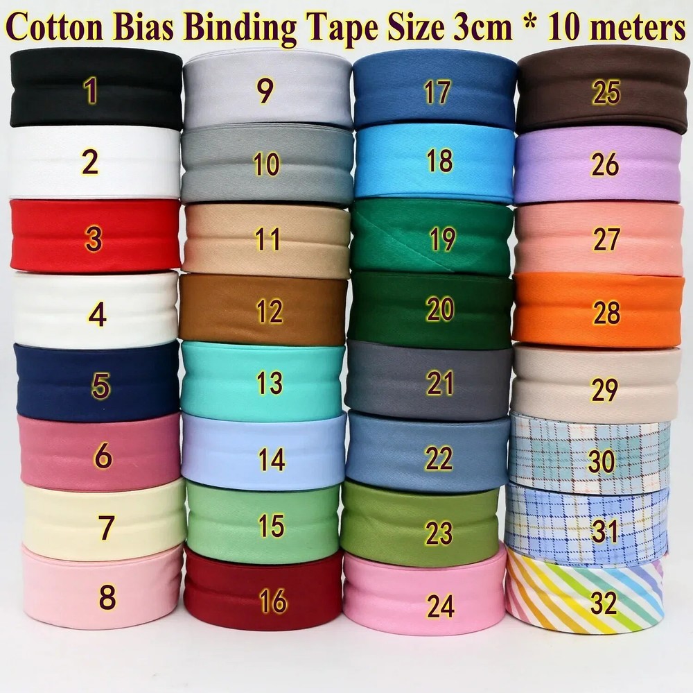 Color: NICKEL, Size: L – Cotton Bias Binding Tape Size 3cm *10meter Solid Color