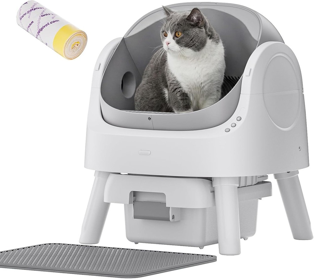 Petpivot Autoscooper 11 Cat Self Cleaning Litter Box White and Gray