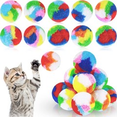 Deekin 20 Pcs Cat Pom Balls Toy Kitty Yarn Puffs Assorted Multiple Colors