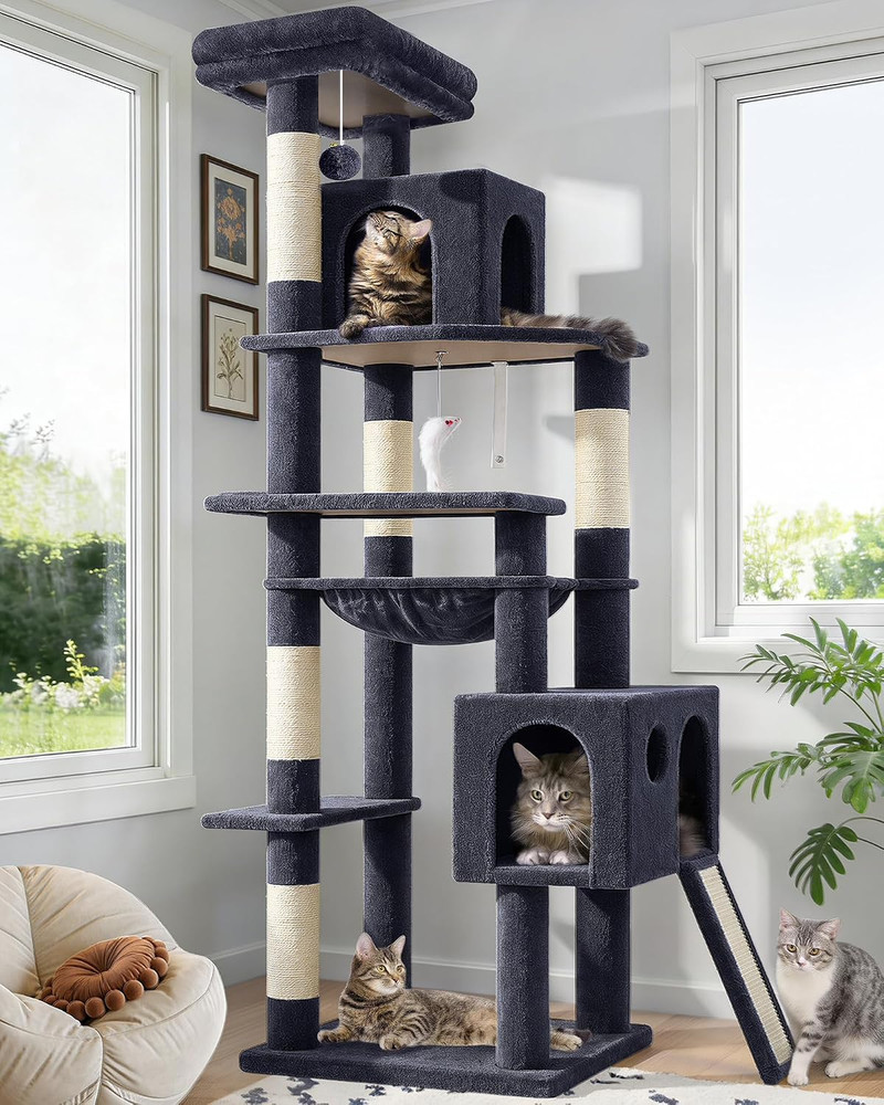 Heavy Duty Cat Tree, 70 Inch Sturdy Cat Tree for Indoor Cats Extra Large Cat Tow