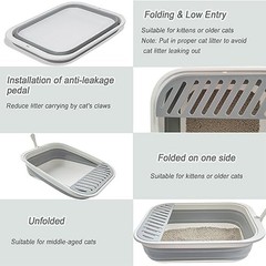 Collapsible Kitten Litter Box, 17.7 x 13.4 x 5 inch Open Cat Potty Pan with S…