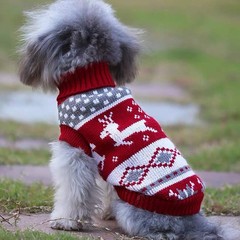 Vehomy Dog Christmas Sweaters Pet Winter Knitwear Xmas Clothes Medium Large