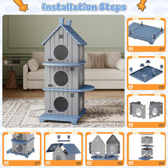 Outdoor Cat House Weatherproof, Durable Resin Cat Houses for Outdoor Indoor Cats