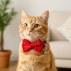 Trinkrittey 2 Pcs Solid Color Velvet Cat Collar with Bell and Removable