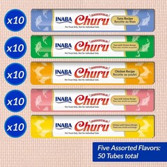INABA Churu Cat Treats, Lickable, Squeezable Creamy Purée Cat Treat with Green T