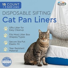 Alfapet Sifting Cat Litter Box Liners – Jumbo 30 Count, Tear-Resistant Cat Li…