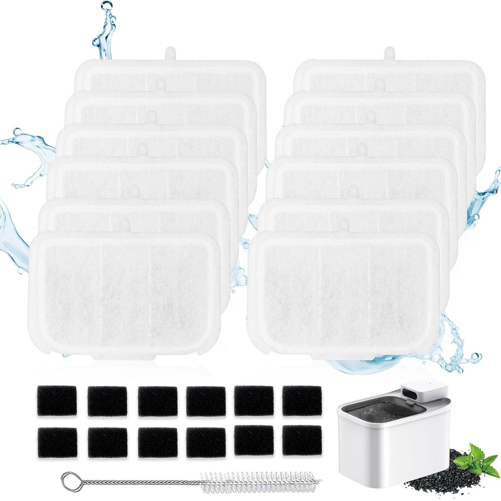12 PCS Upgraded Pet Cat Kit Water Fountain Filters Unit Rect Fit For MAX 105 …