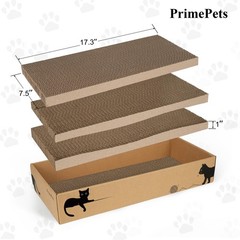 PrimePets 17.3″ Large (3-Pack with Box), Natural Brown / Black Cat Print