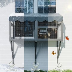 Expandable Wooden Cat Catio Window Perch House for Large Indoor Cats Kittens