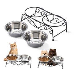 Small Dog Bowls with Metal Stand for Small Breeds Cats and Puppies 3.4 Inch