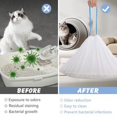 120 Count 26″x11.8″ Cat Litter Box Liners 1 (Pack of 120), White