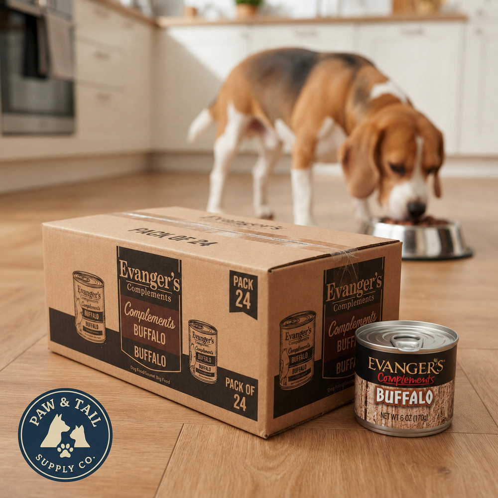Evanger’s Complements Grain Free Buffalo Dog & Cat Food Topper 6 oz. Pack of 24