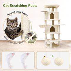 C66 Corner Cat Tree for Large Cats, 66Inch Tall Curved Series Large Cat Tower fo