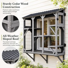 70″ Cat Catio Outdoor Enclosure Outside Patio Large Catio House UVResistant Roof